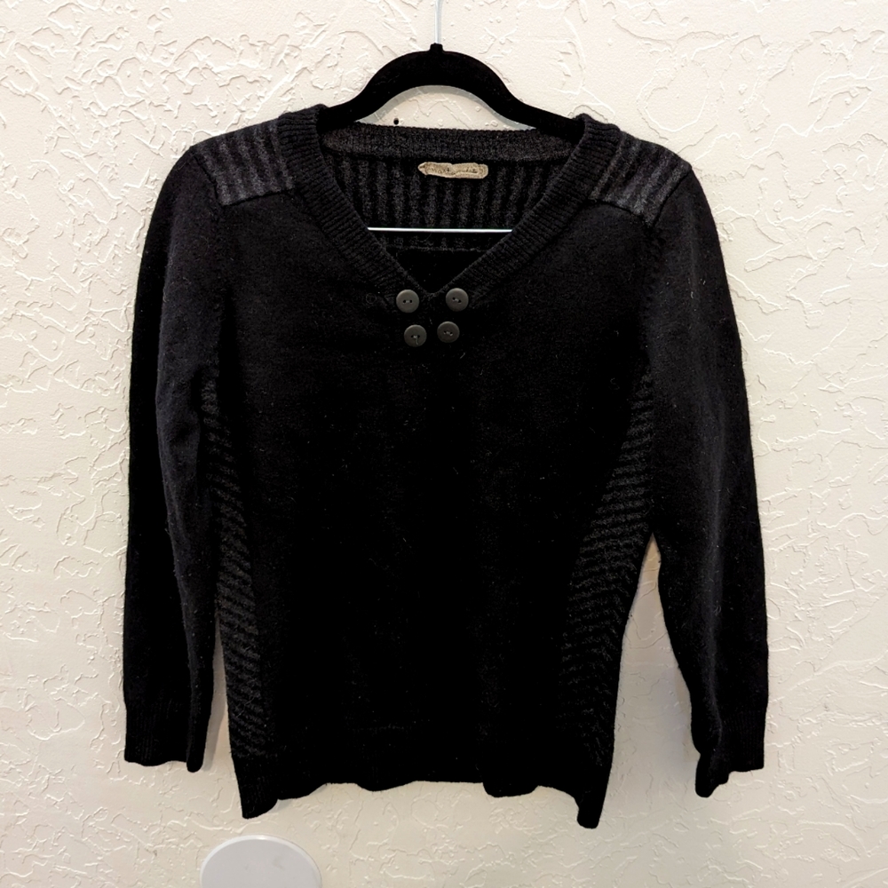 Smartwool V-neck Women's Marino Wool Black and Grey Sweater, size XL